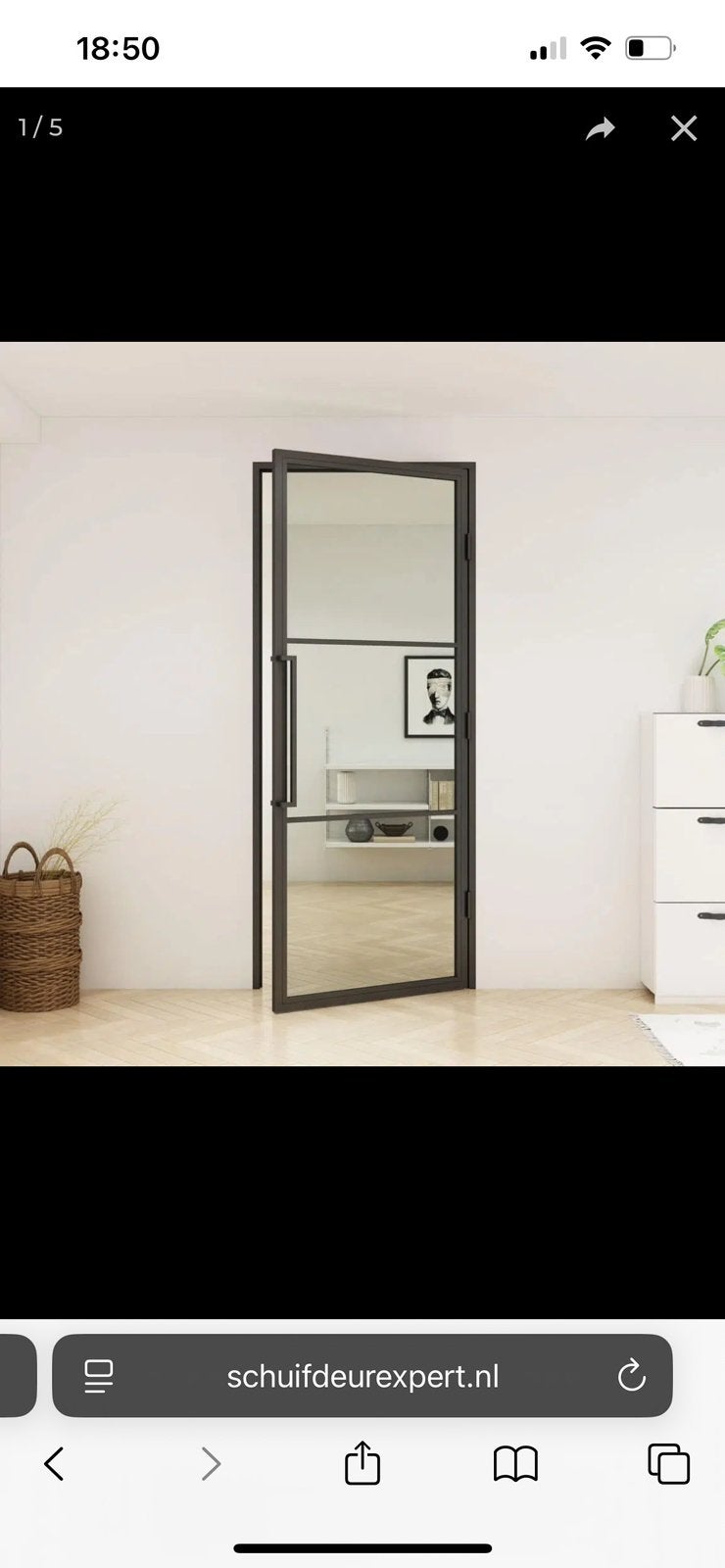 Stalen taats kozijn met glas, Modern en stijlvol, Ophalen, 80 tot 100 cm, 215 cm of meer, Binnendeur