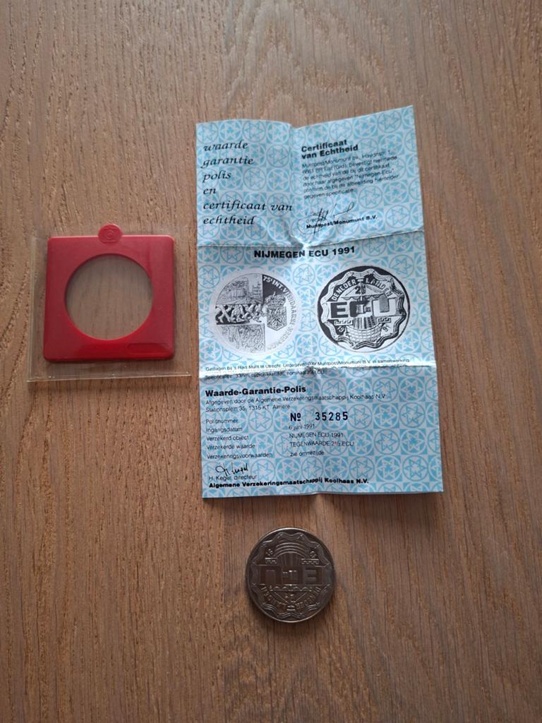 21/2 ecu 1991 75 ste nijmeegse vierdaagse, Ophalen of Verzenden, Nederland, Munten