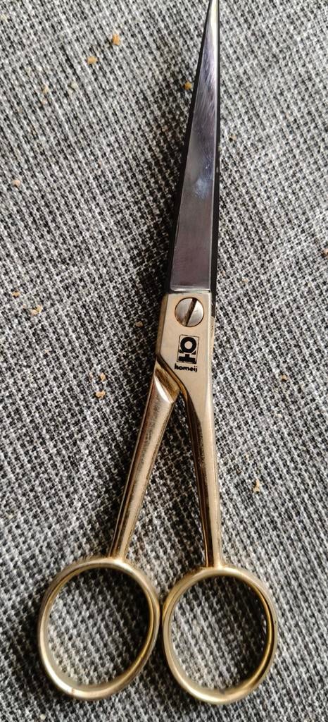 Homeij kapper Schaar - Gouden Handvat Zwarte Bladen Vintage, Ophalen of Verzenden, Gebruikt, Overige typen