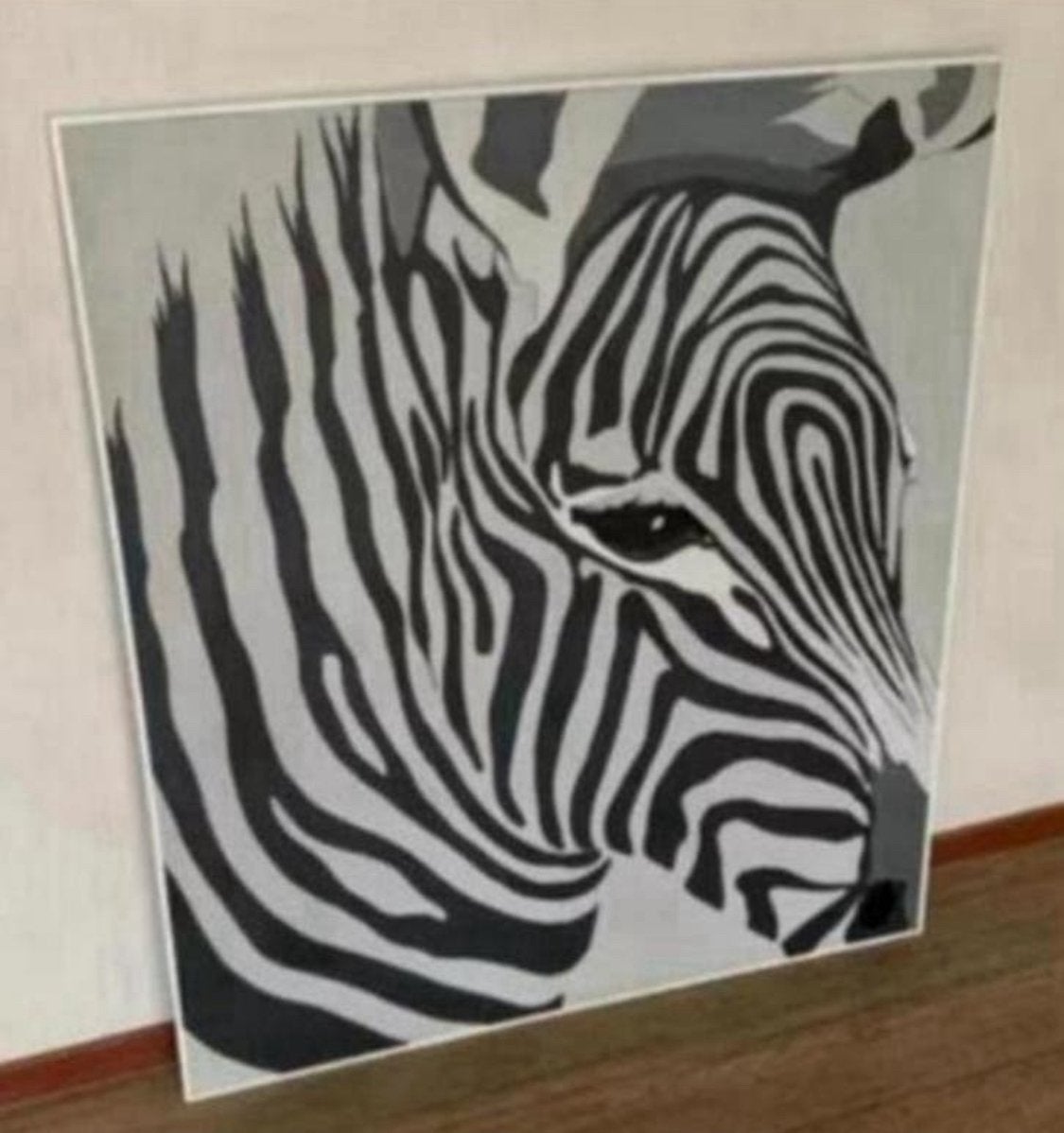 Groot formaat schilderij- zebra- gesigneerd, Antiek en Kunst, Kunst | Designobjecten, Ophalen, Hout, Schilderij/print, 100 cm