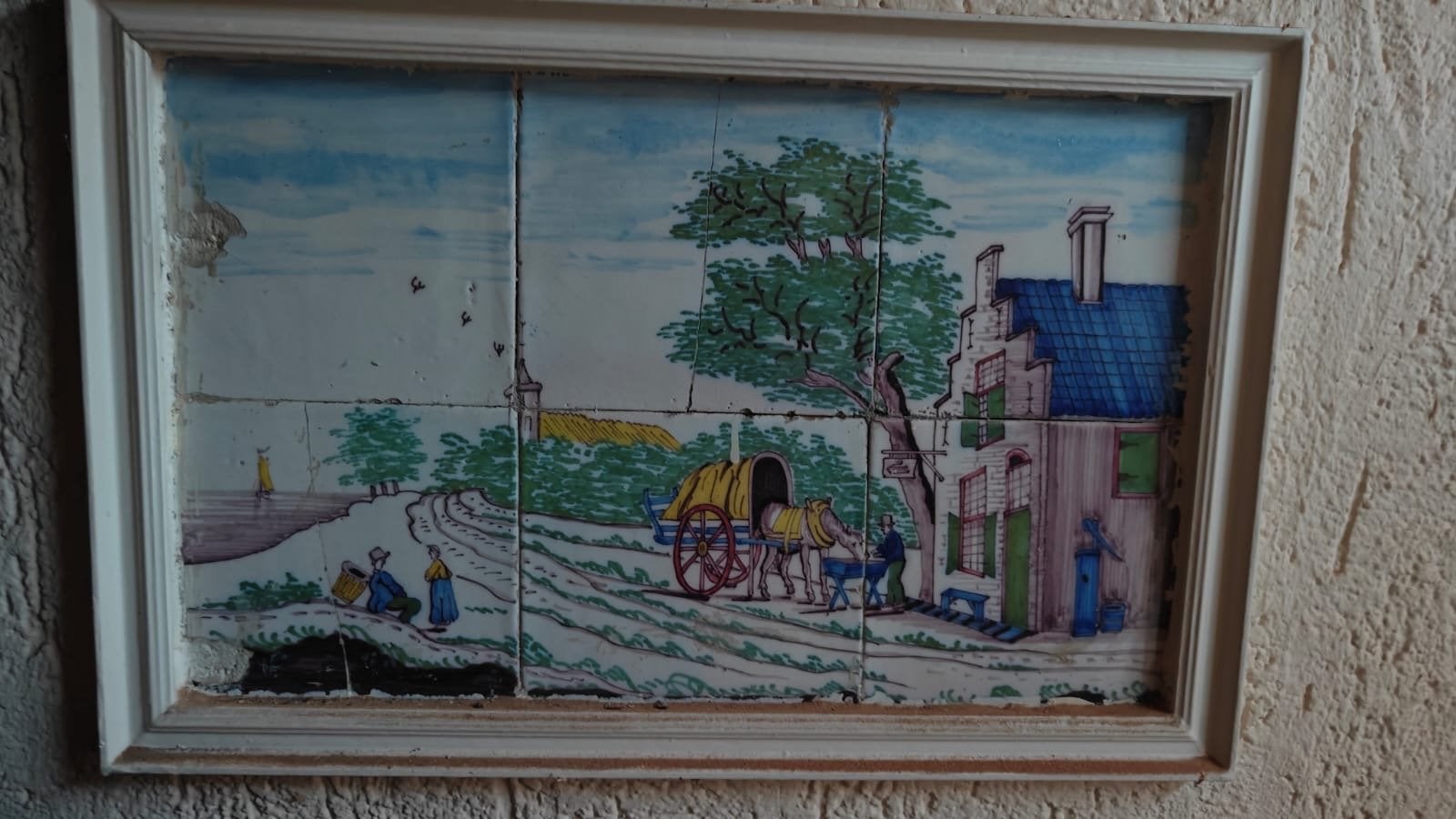 Antiek Tegeltableau - Hollands Landschap, Antiek en Kunst, Ophalen of Verzenden
