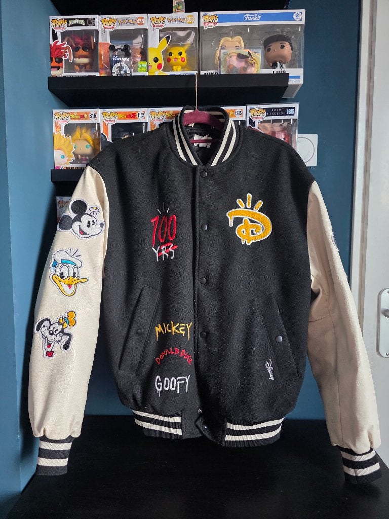 Disney 100 x H&M Varsity Jacket maat S Mickey Donald Goofy, Ophalen of Verzenden, Mickey Mouse, Zo goed als nieuw, Kleding of Textiel