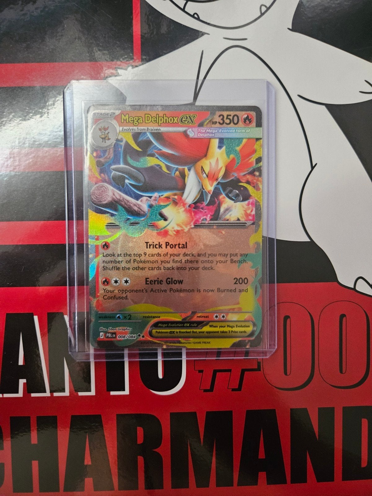Mega Delphox EX Pokémon Kaart - Zo goed als nieuw, Ophalen of Verzenden, Zo goed als nieuw, Losse kaart, Foil