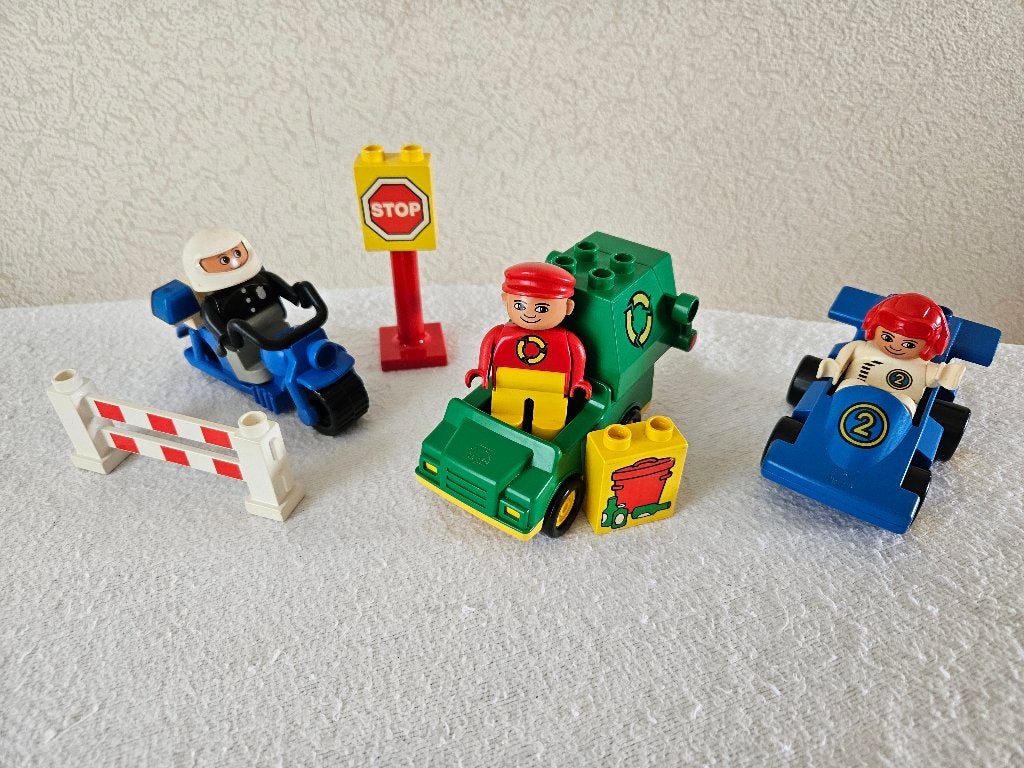 Lego Duplo 2609,2613,2673 motor, race auto, vuilniswagen, City, Ophalen of Verzenden, Zo goed als nieuw, Compleet