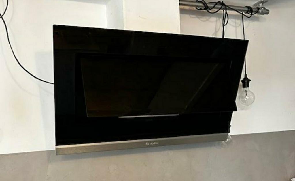 Bosch breed 90 cm afzuigkap zwart glas Wandschouwkap afvoer, Ophalen of Verzenden, Zo goed als nieuw, Wandschouwkap
