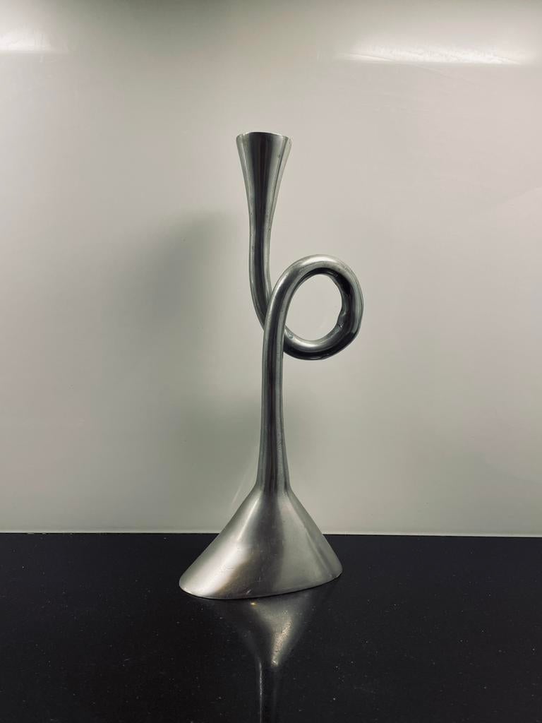 Vintage aluminium Kandelaar, Ophalen of Verzenden, Zo goed als nieuw, Metaal, 25 tot 50 cm