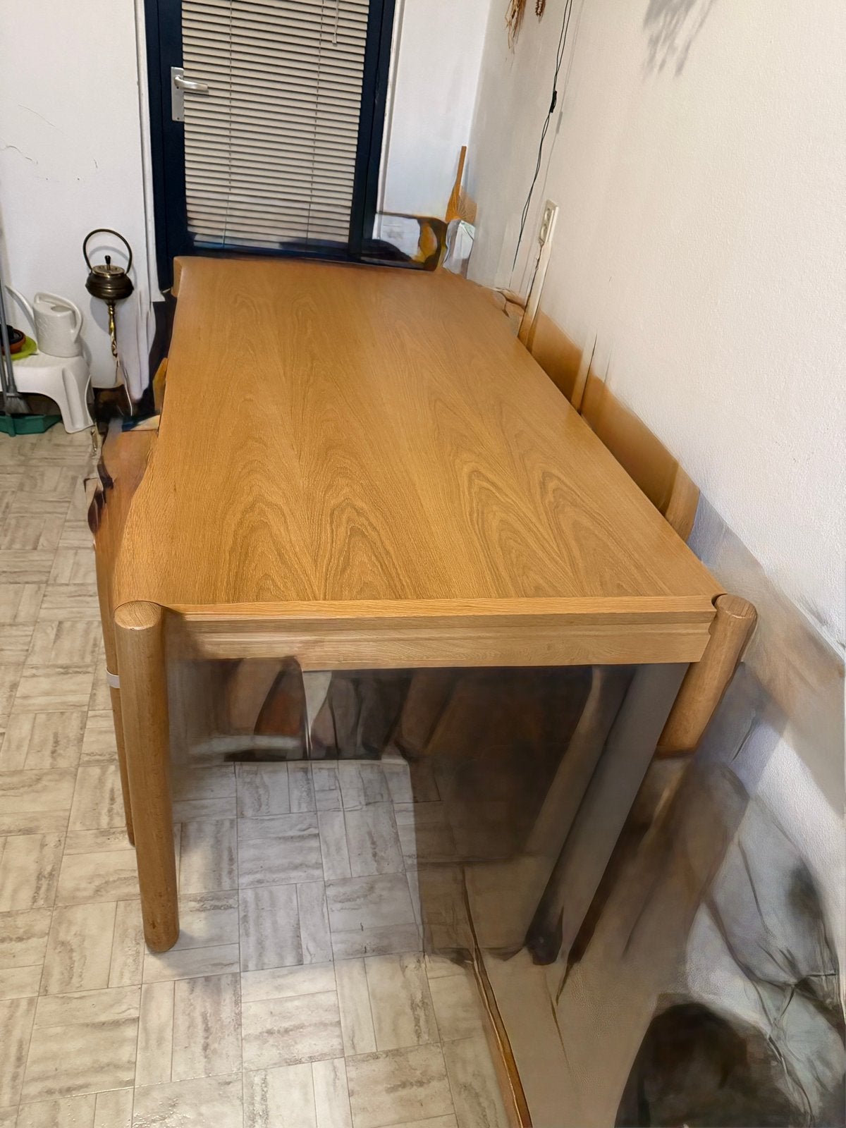 Zware houten eettafel met 6 stoelen, Huis en Inrichting, Ophalen, Gebruikt, 50 tot 100 cm, Vijf personen of meer