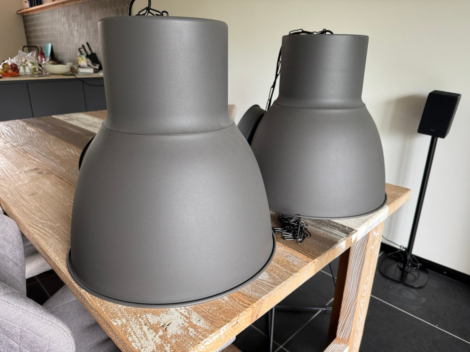IKEA Hektar lamp - Grijs, 48cm breed, 47cm hoog, E27, Ophalen, Gebruikt, Metaal, Minder dan 50 cm