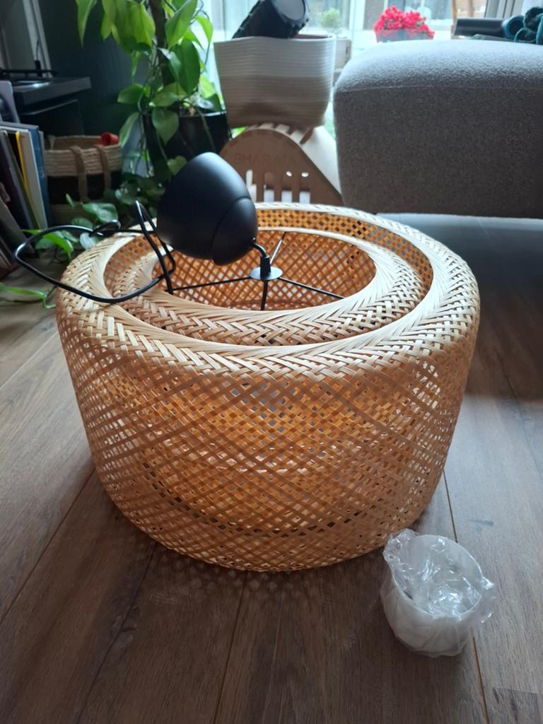 IKEA Sinnerlig hanglamp, bamboe, 50 cm, Ophalen, 50 tot 75 cm, Scandinavisch, Natuurlijk, Modern, Nieuw