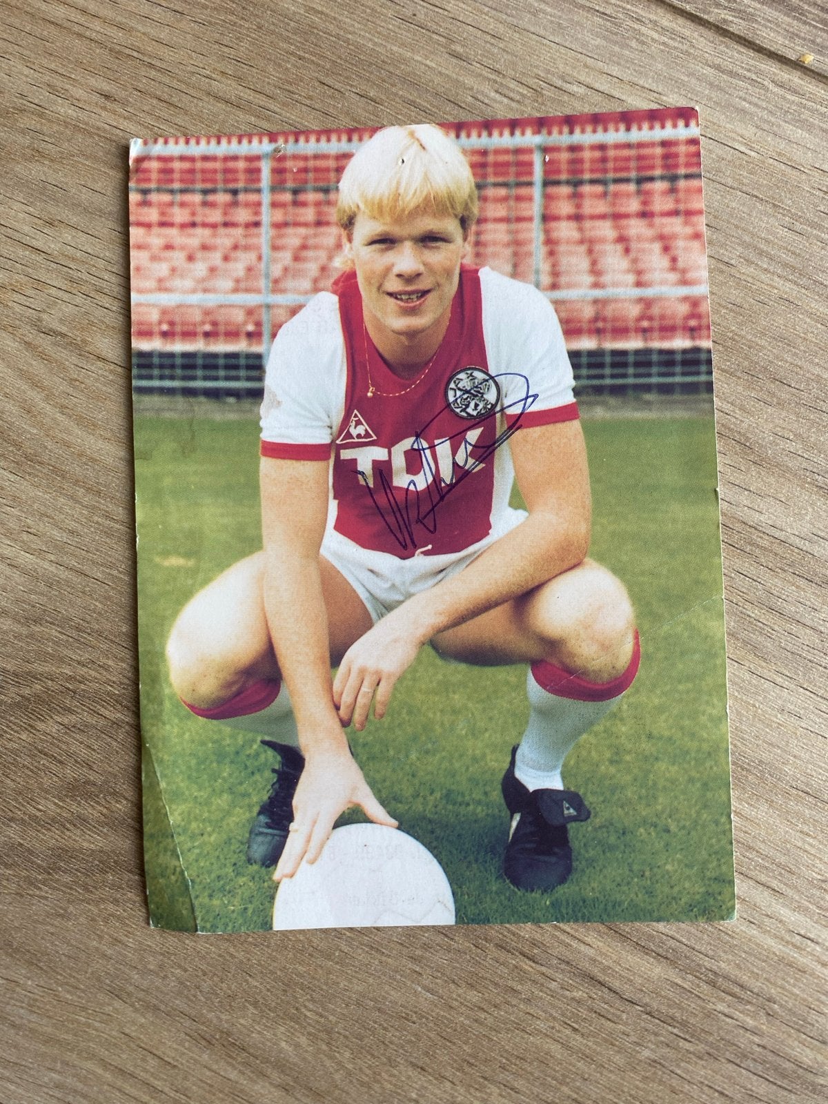 Spelerskaart Ronald Koeman met originele handtekening, Ophalen of Verzenden, Gebruikt, Ajax, Spelerskaart