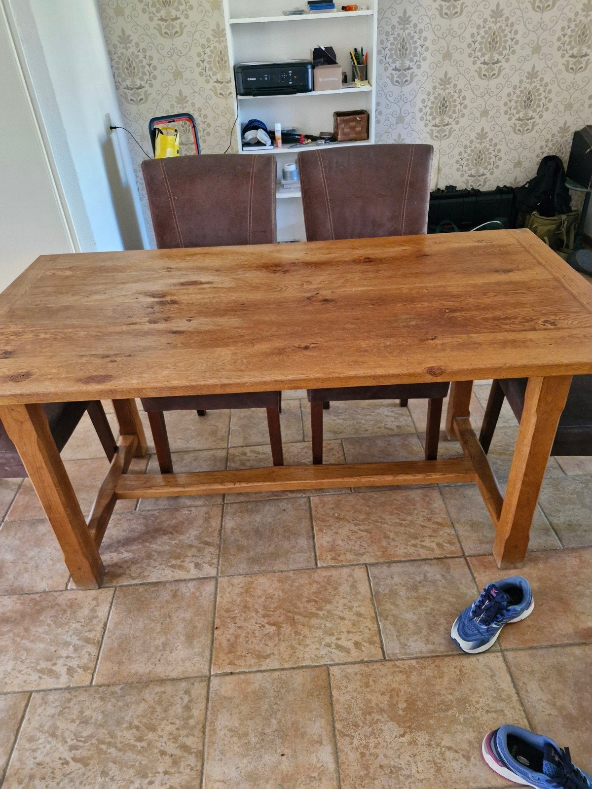 Eiken Kloostertafel, Huis en Inrichting, Tafels | Sidetables, Ophalen, Gebruikt, 75 cm of meer, Eikenhout