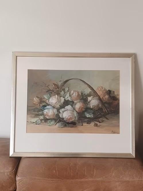 Prachtig stilleven rozen gesigneerd en getaxeerd., Ophalen