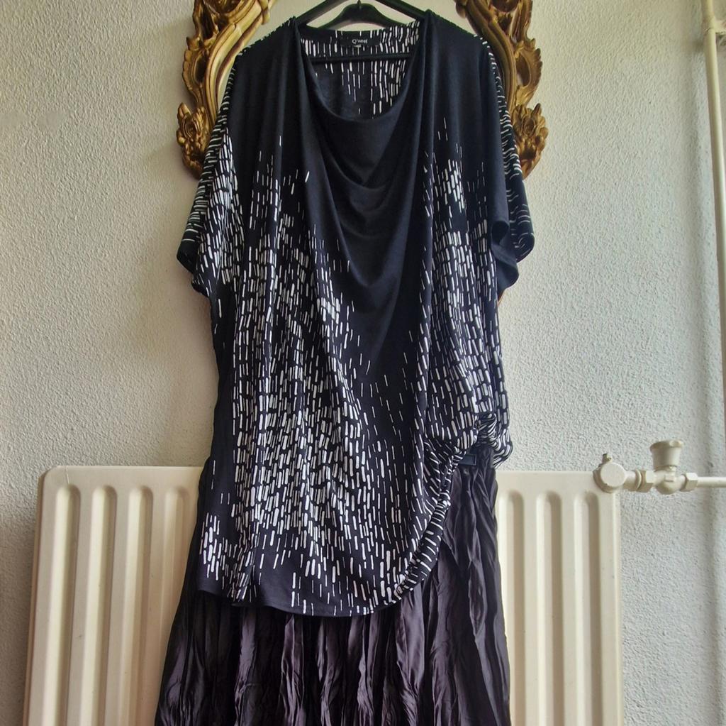 Nieuw! Q'neel zwart wit heel wijde waterval tuniek shirt, Ophalen of Verzenden, Zo goed als nieuw, Q'neel, Blouse of Tuniek