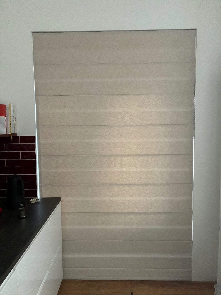 Linnen vouwgordijn van veneta, Ophalen, Overige materialen, Overige merken, Beige