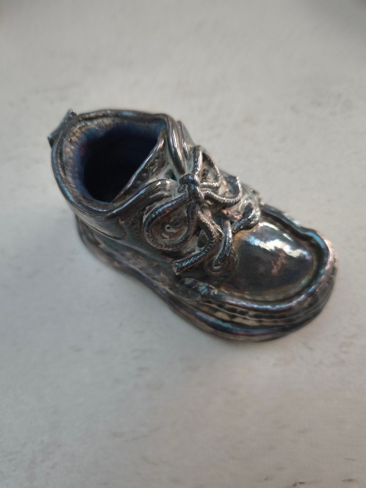 verzilverde kinderschoentjes 2 stuks, Antiek en Kunst, Antiek | Goud en Zilver, Ophalen of Verzenden, Zilver