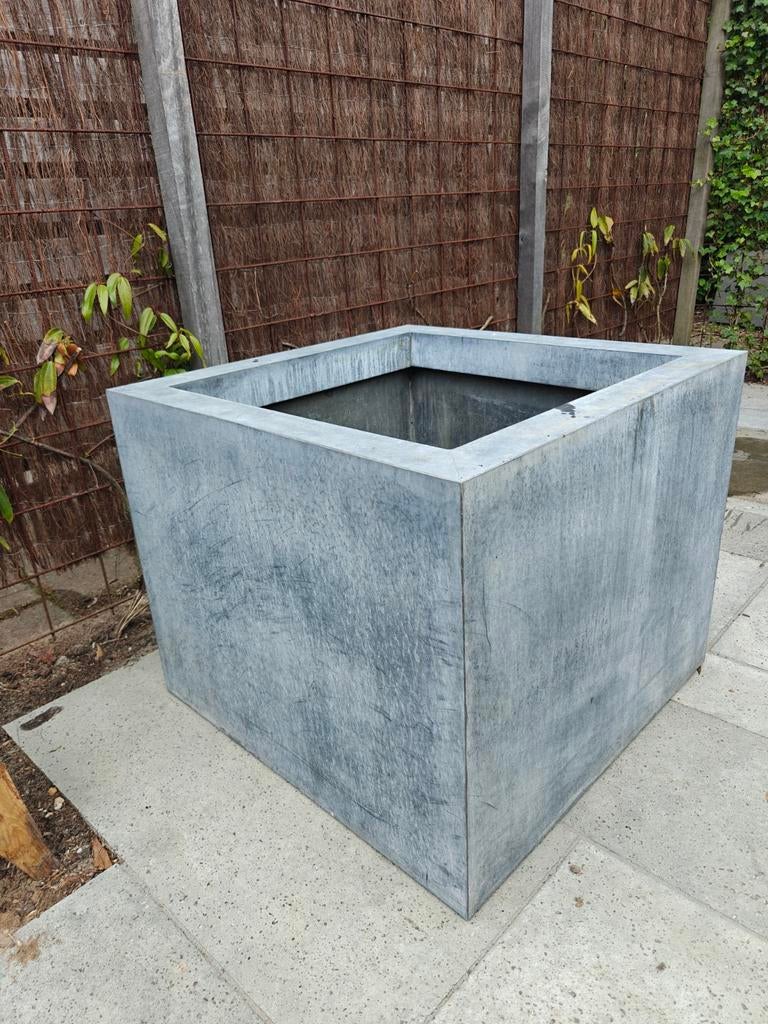 Design plantenbak zink, Tuin en Terras, Bloembakken en Plantenbakken, Ophalen, Vierkant, Zo goed als nieuw, Metaal