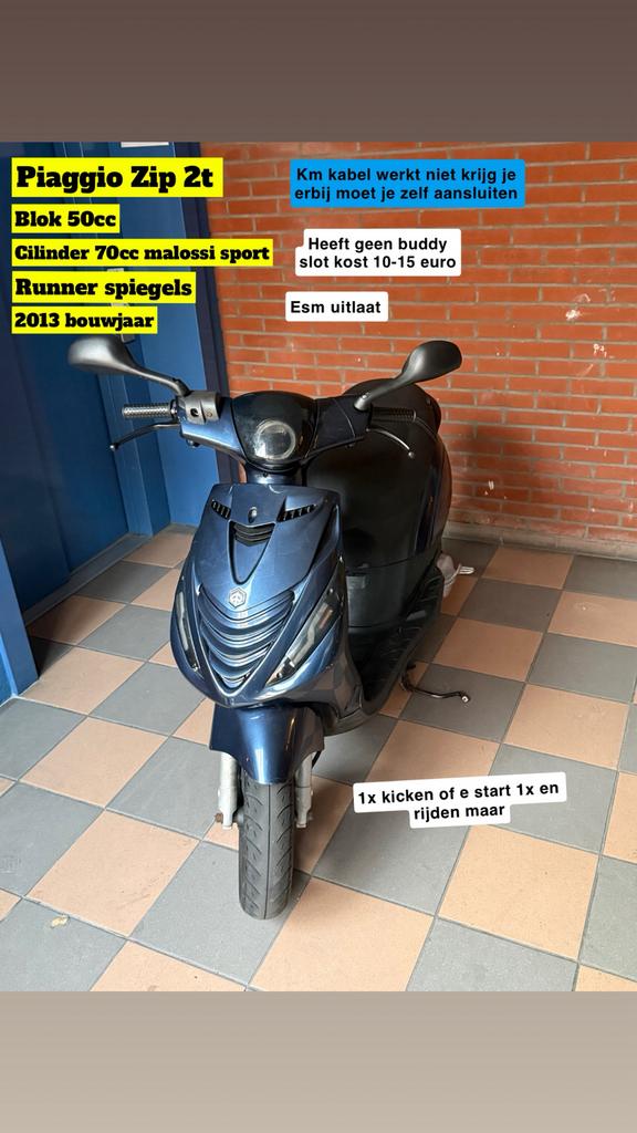 Piaggio zip 2t 70cc, Ophalen, Zo goed als nieuw, Tweetakt, Zip