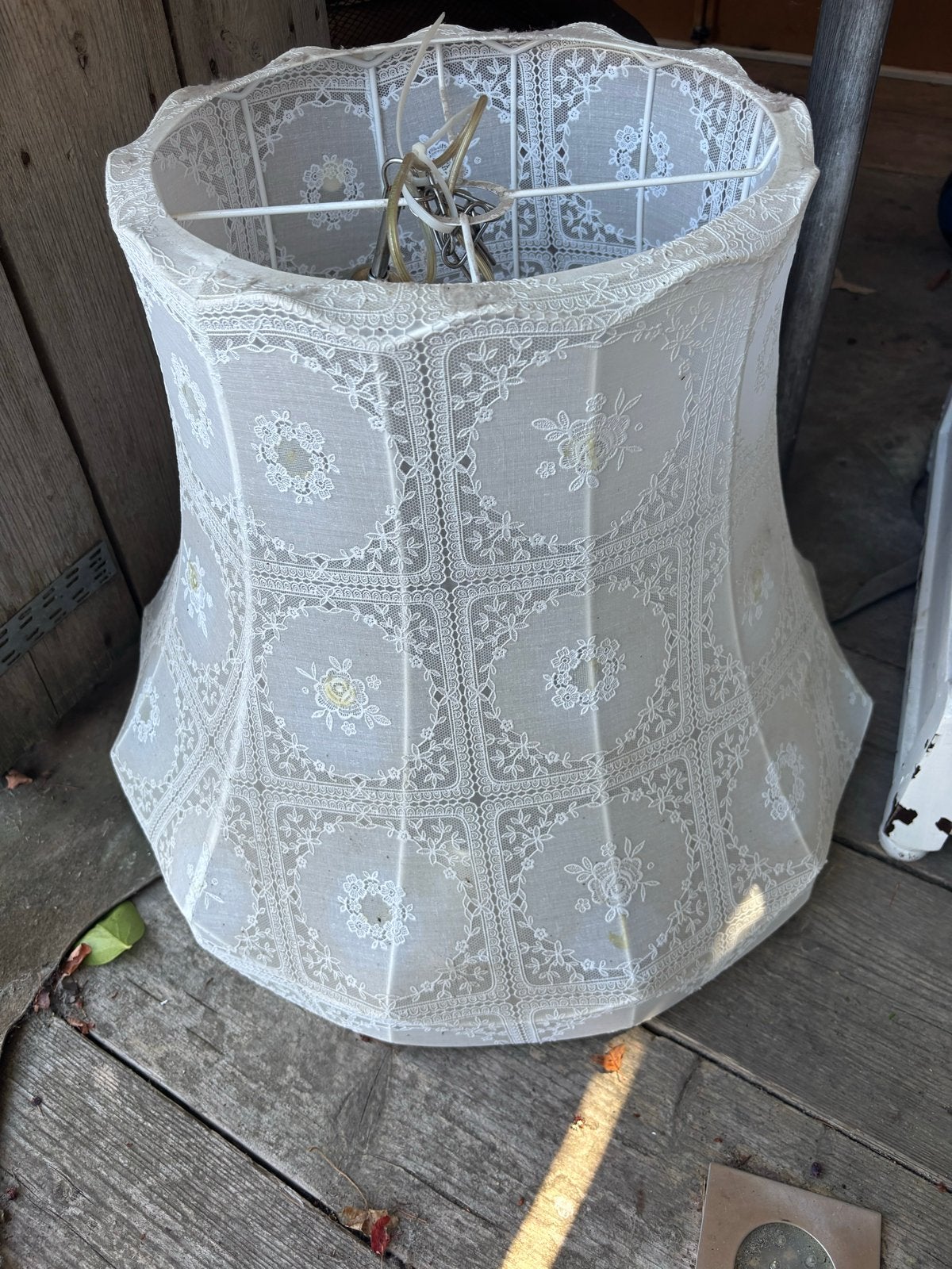 Vintage lampenkap en kroonluchter - opknapper voor creatieve, Ophalen, Gebruikt, Wit, 50 cm of meer
