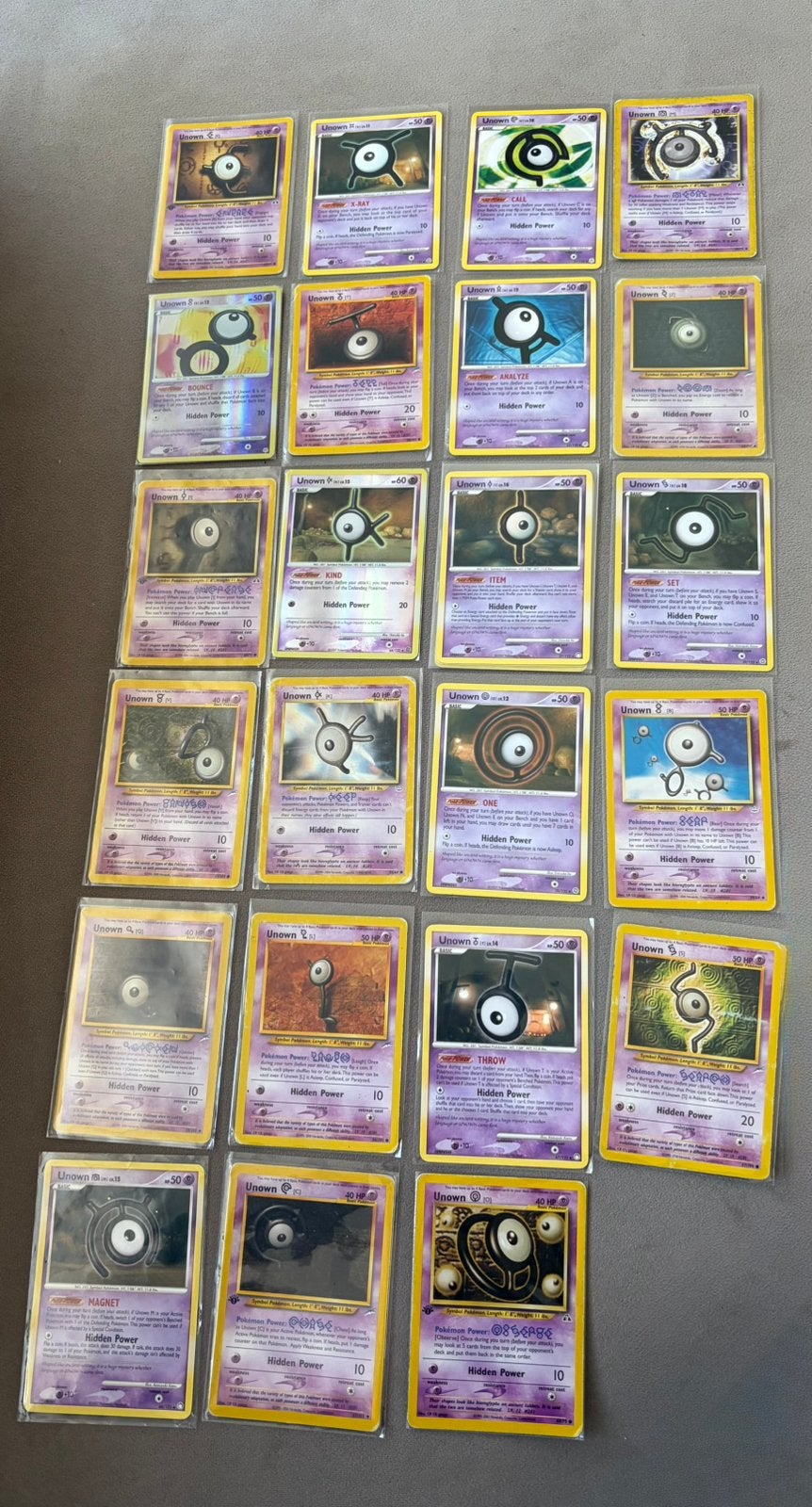 23 Pokemon kaarten Unown, Ophalen of Verzenden, Gebruikt, Meerdere kaarten
