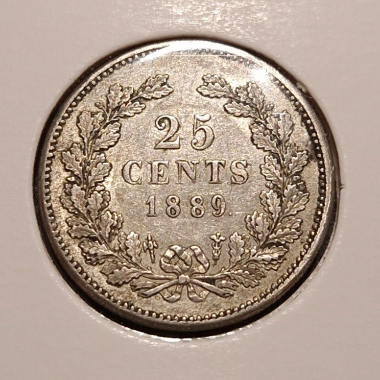 25 cent 1889, Koning Willem III, Verzenden, Zilver, 25 cent