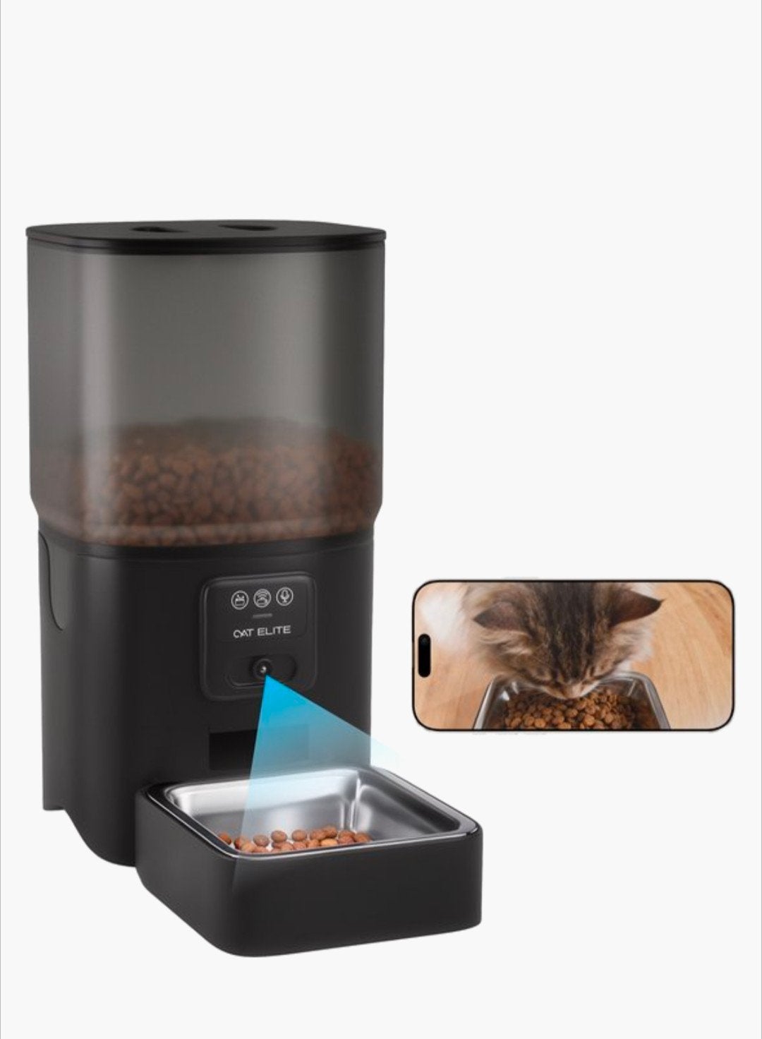 Automatische voerbak (MET CAMERA) en drinkfontein CatElite, Ophalen of Verzenden, Automatisch, Zo goed als nieuw