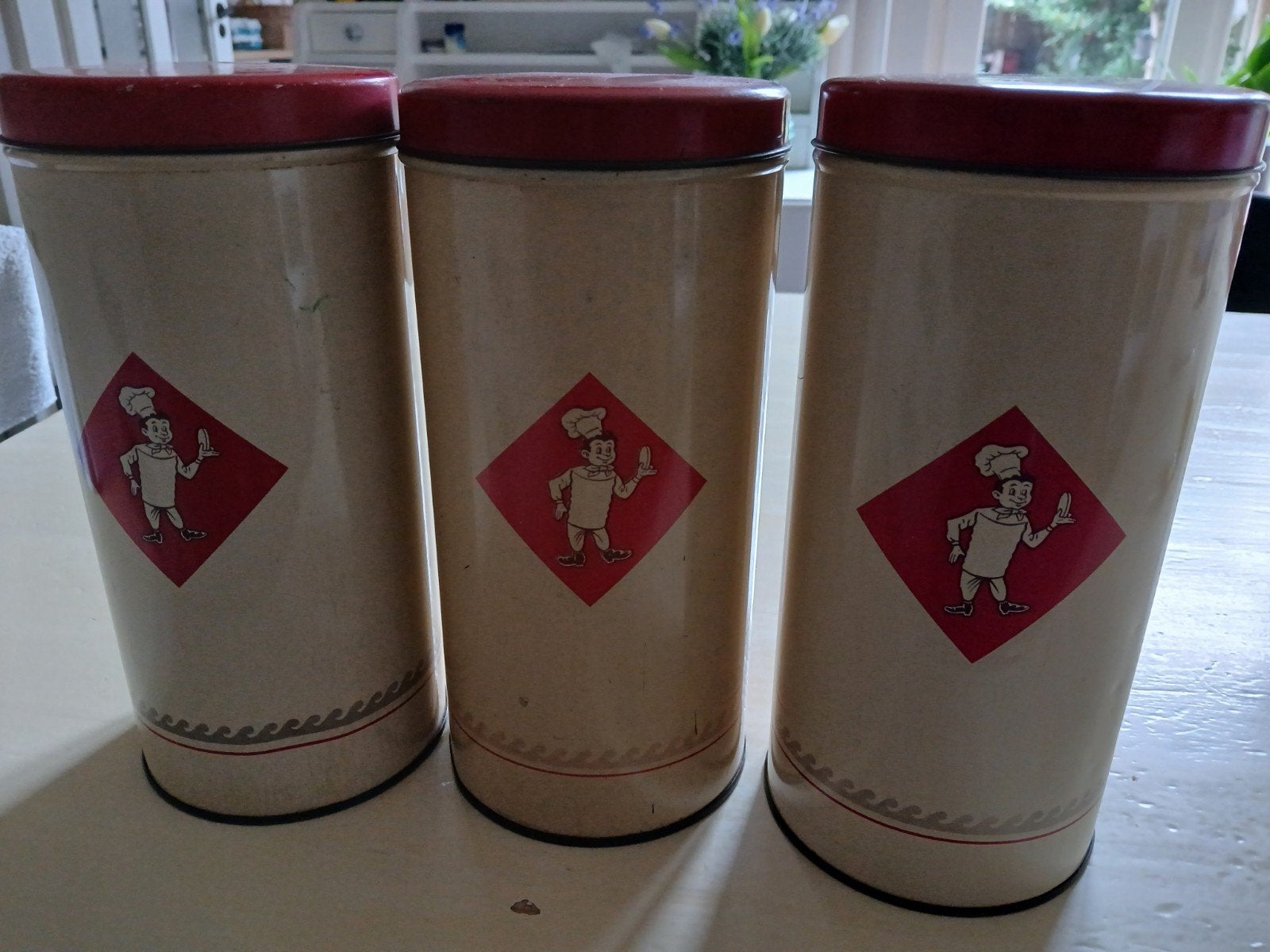 3 oude bolletje beschuit blikken, Verzamelen, Ophalen, Gebruikt, Overige