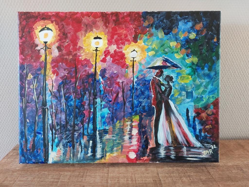 Art Regen acrylverf op linnen, Ophalen of Verzenden