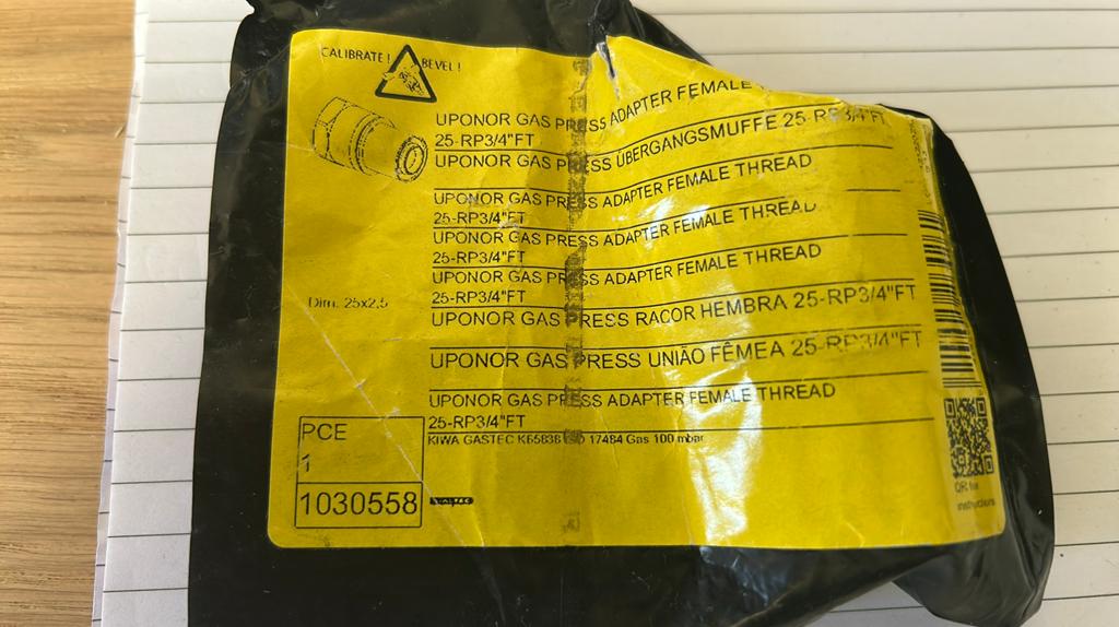 Uponor Gas 3/4 binnendraad naar 25 artnr 1030558, Ophalen of Verzenden, Nieuw, Overige typen