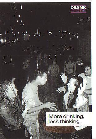 Ansichtkaart	Drank		More drinking, less thinking, Verzenden, 1980 tot heden, Gelopen, Overige thema's