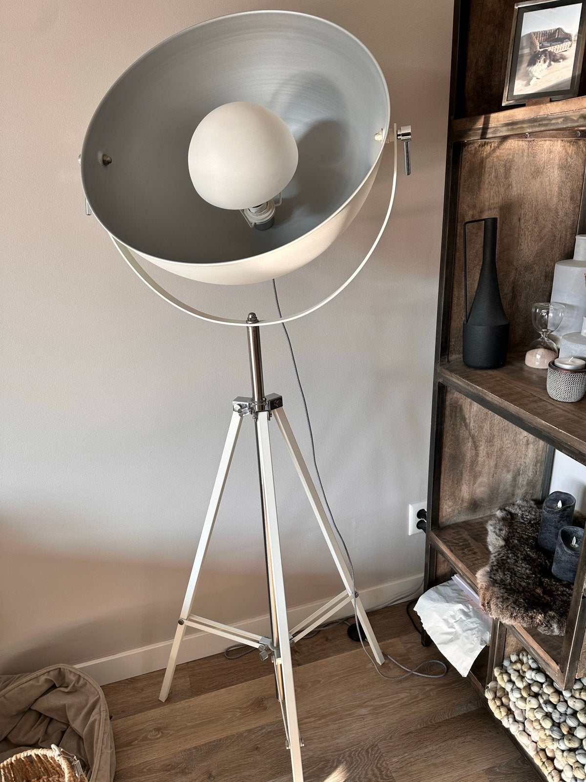 Witte Vloerlamp Hollywood Stijl - It's about RoMi, Ophalen, E27 (groot), Zo goed als nieuw, Metaal