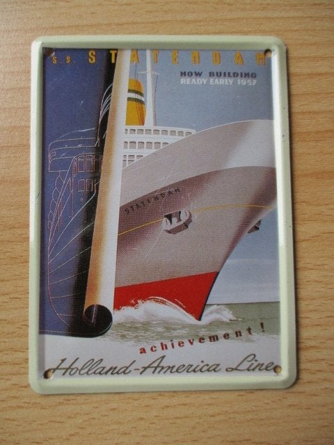 Blikken wandbordje Holland America Line 11x8cm, Ophalen of Verzenden, Zo goed als nieuw, Overige typen