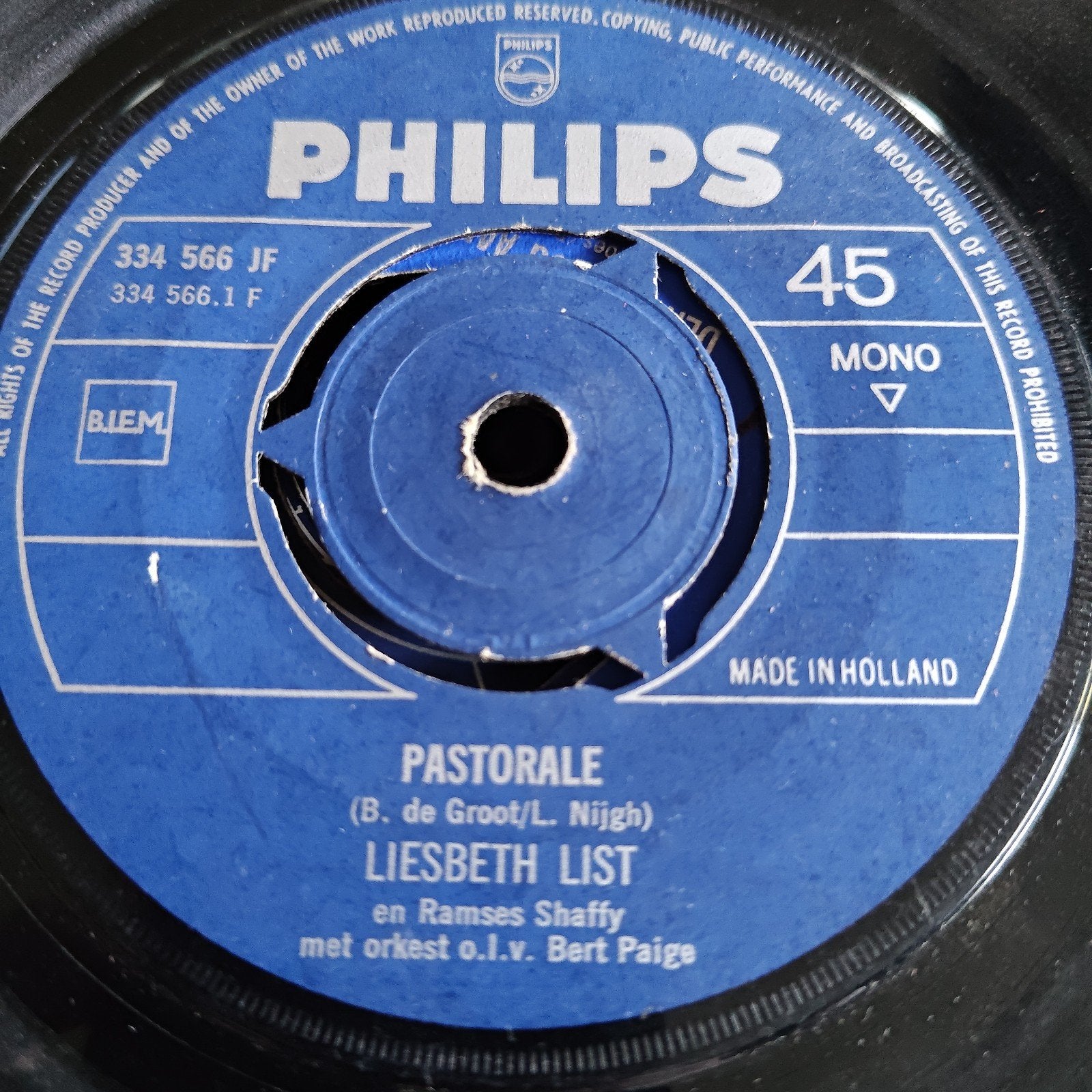Liesbeth List & Ramses Shaffy  Pastorale (Philips 45 toeren, Cd's en Dvd's, Vinyl Singles, Gebruikt, 7 inch, Ophalen of Verzenden