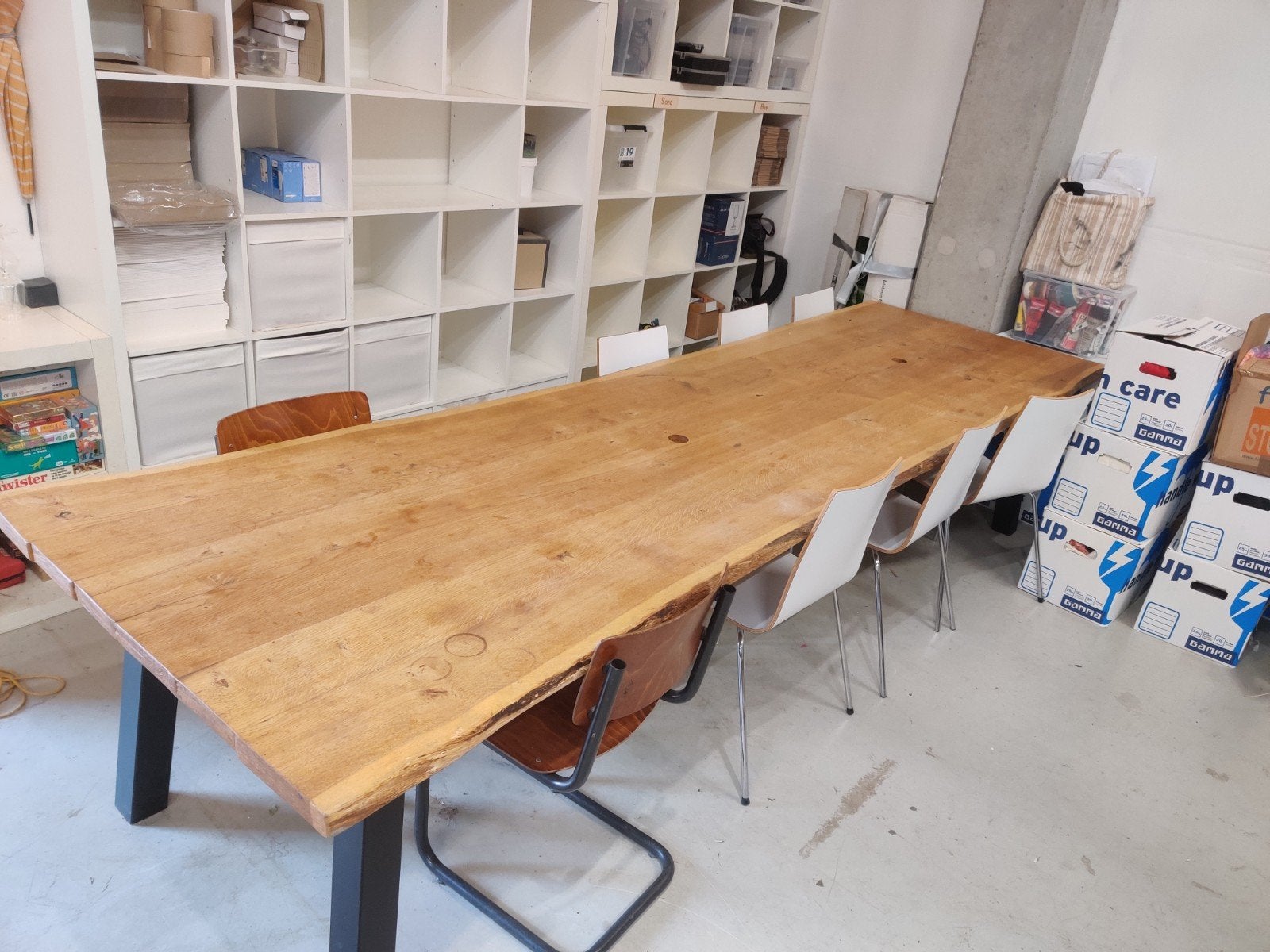 Grote houten tafel 350x90 cm, Ophalen, Gebruikt, 200 cm of meer, 50 tot 100 cm