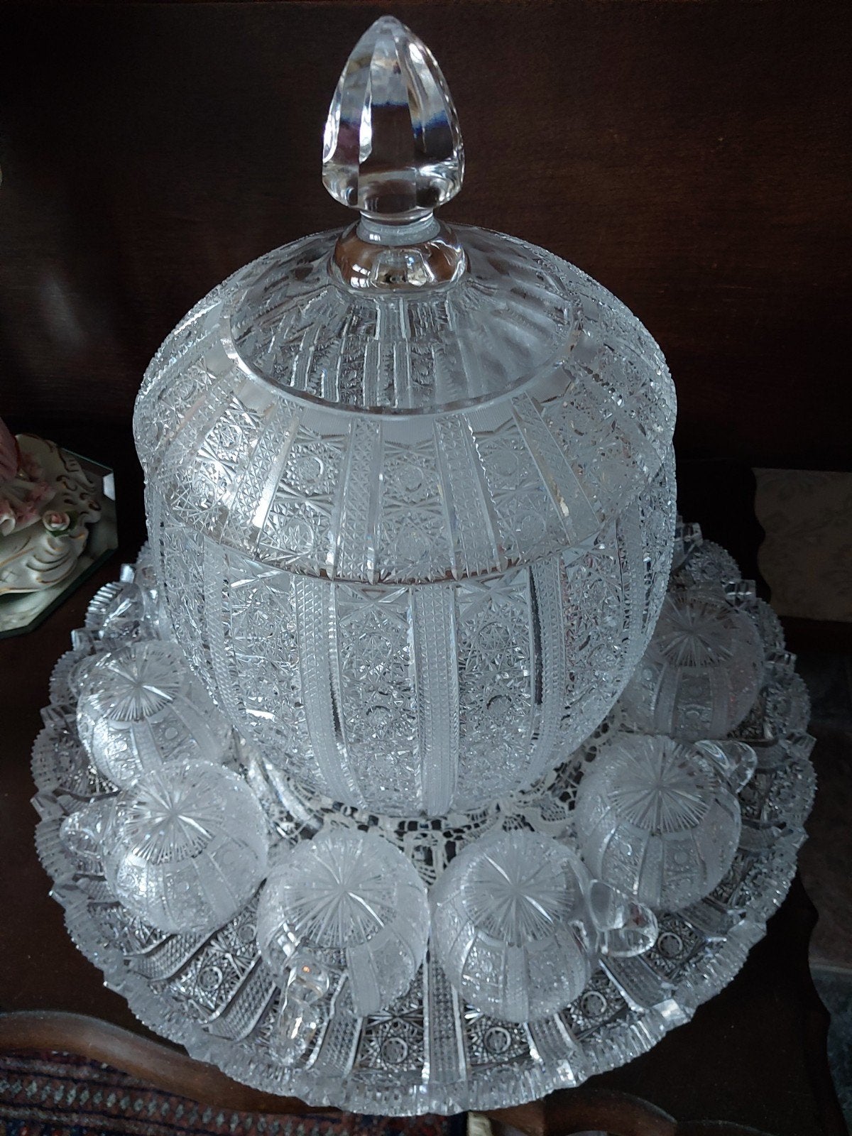 Exclusieve Antieke Kristallen Bowl Punch Stel compleet, Ophalen