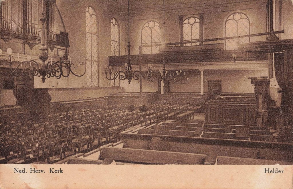 Den Helder Interieur Hervormde Kerk RY41152b, Ophalen, 1920 tot 1940, Gelopen, Noord-Holland