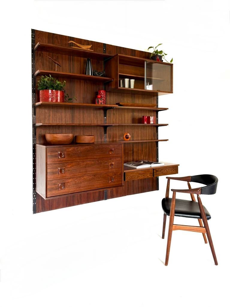 Vintage Deens modulair wandsysteem, Sven Ellekær ‘70, Huis en Inrichting, Kasten | Wandmeubels, Glas, Met deur(en), 150 tot 200 cm