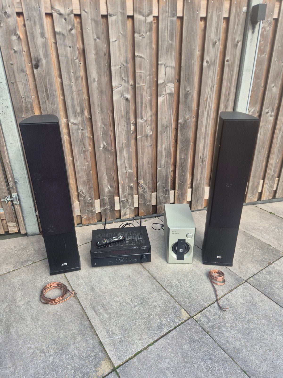 Yamaha rx-v485 receiver 2x Hego vloerspeaker & subwoofer, Ophalen, Gebruikt, Overige merken
