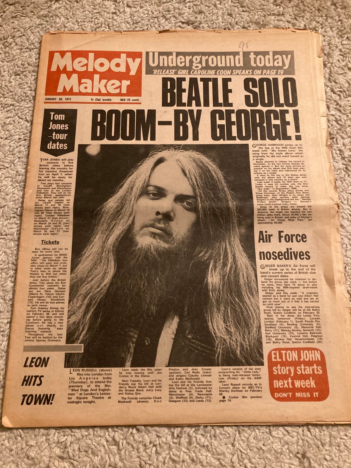 NME 30 januari 1971 LAURA NYRO Quartermass FLOH THE COLOGNE, Ophalen of Verzenden, Muziek, Film of Tv