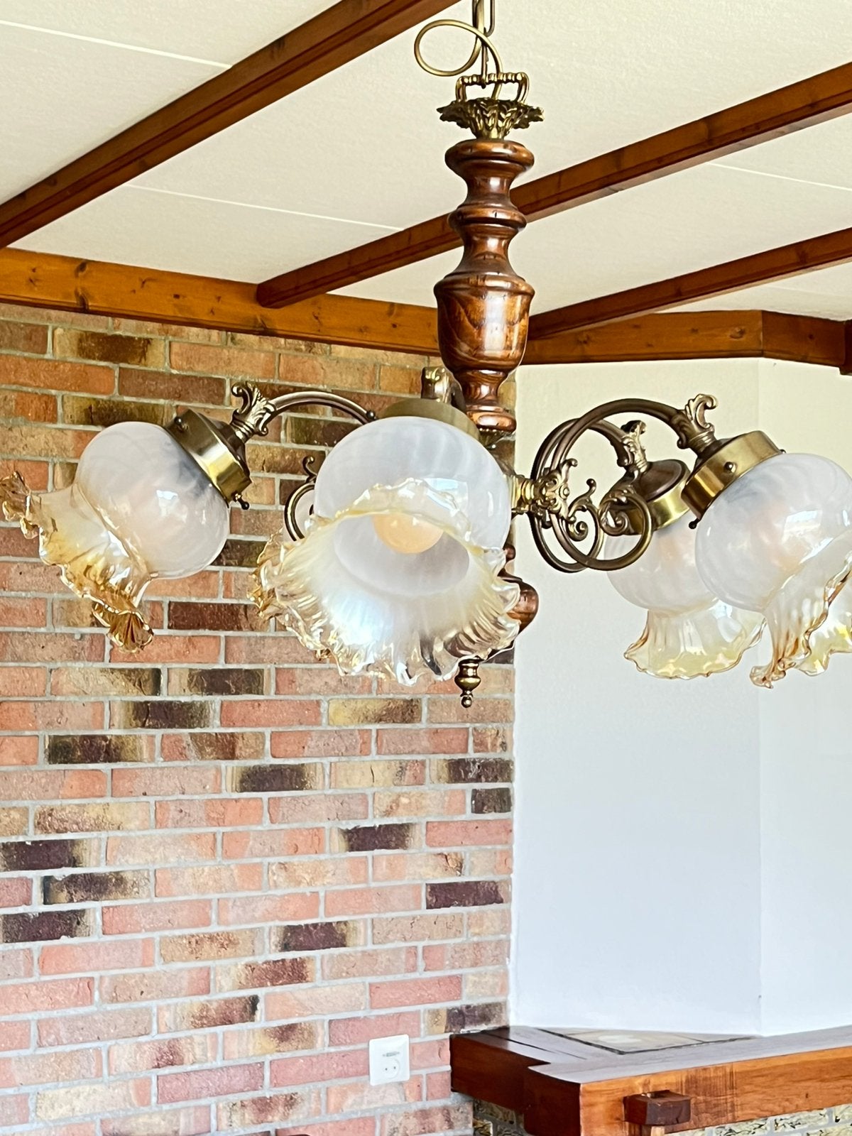 Lamp met 5 kelken, Ophalen, Gebruikt, Glas