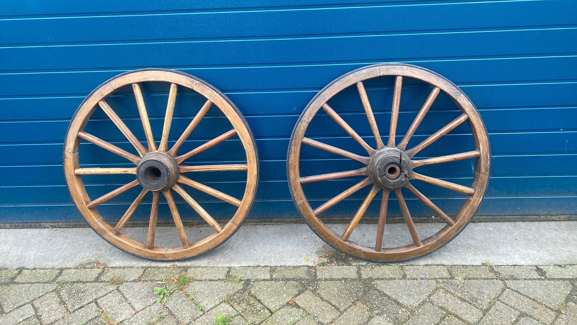 Decoratief houten wagenwiel doorsnee 97CM, Antiek en Kunst, Ophalen of Verzenden