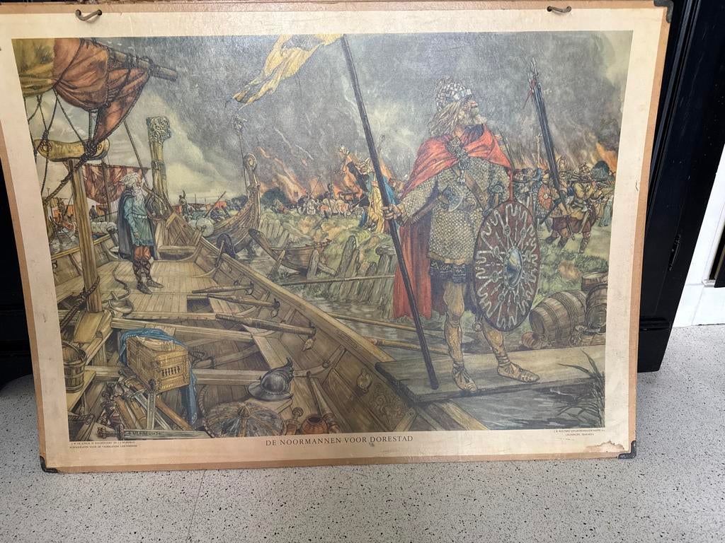 Schoolplaat: De Noormannen voor Dorestad, Ophalen of Verzenden, Geschiedenis