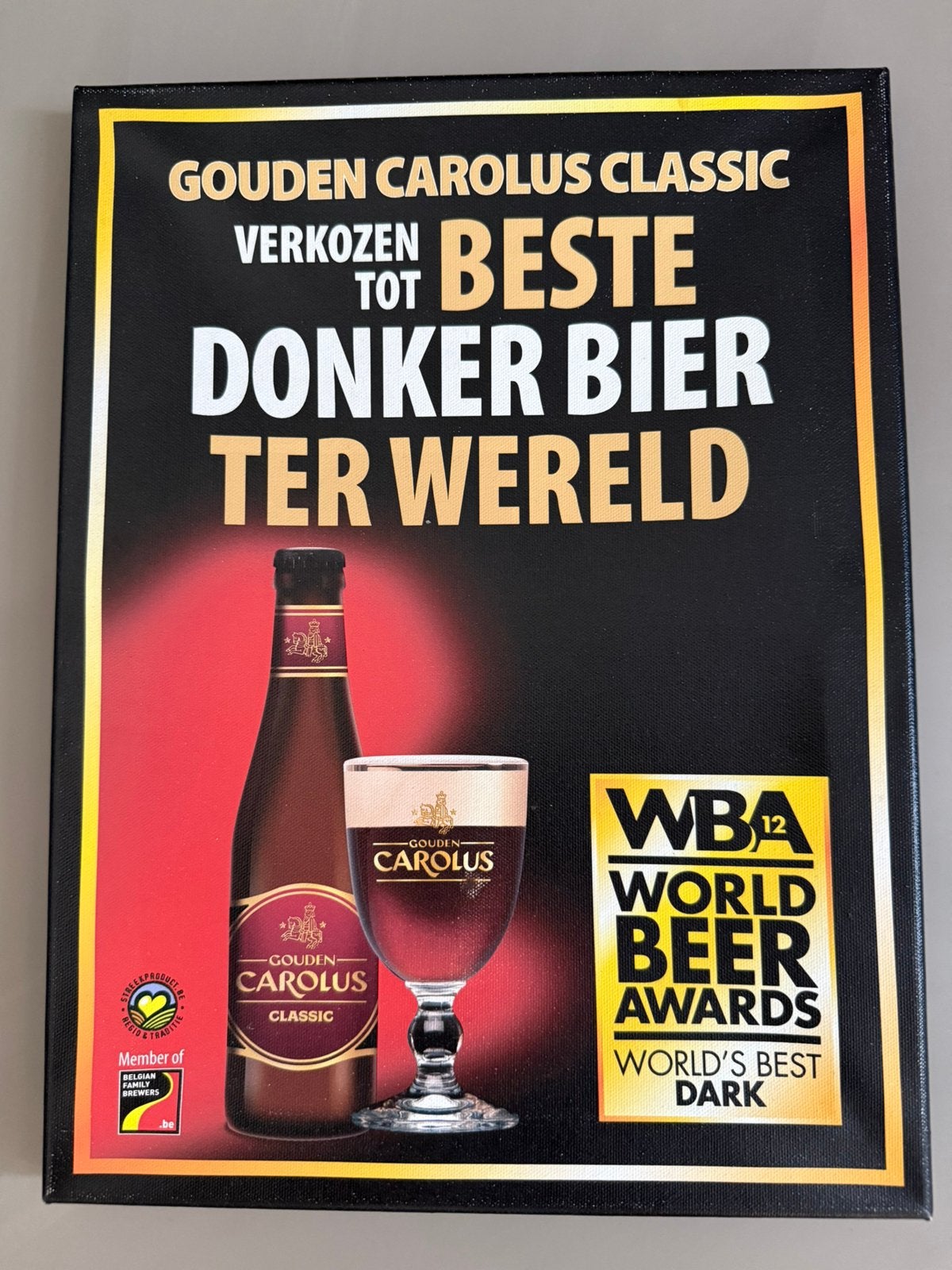 Gouden Carolus canvas, Verzamelen, Ophalen of Verzenden, Zo goed als nieuw, Reclamebord, Plaat of Schild, Overige merken