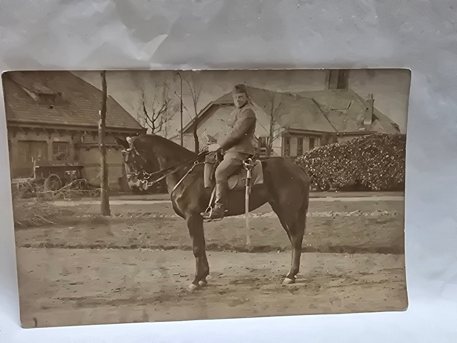 Antieke foto van man te paard - Leo Le Grand, Ophalen of Verzenden