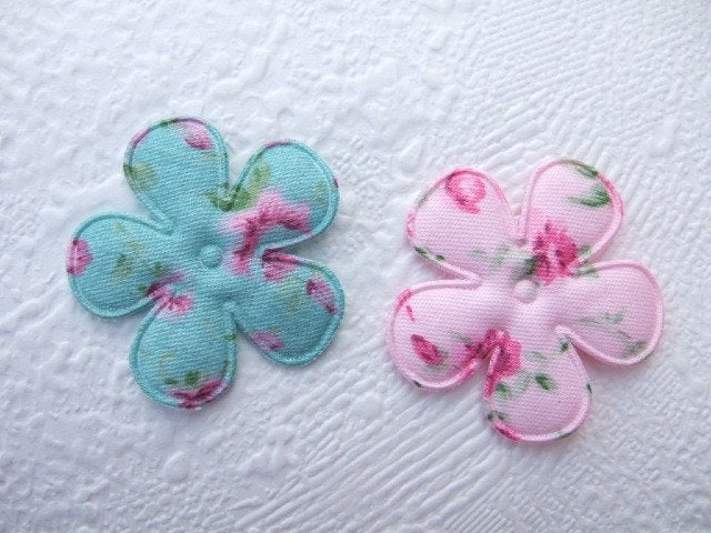 OP=OP ~ Brocante roosjes bloem ~ 2,5 & 3,5 cm ~ Roze & Blauw, Hobby en Vrije tijd, -, -, Overige typen, Nieuw