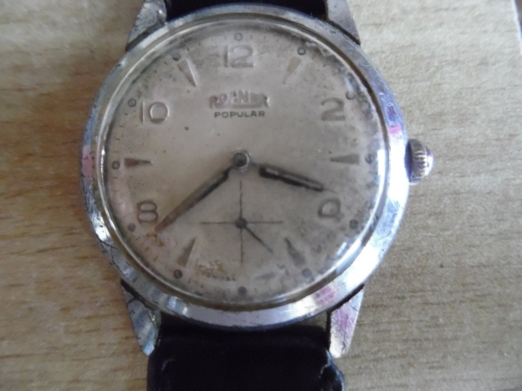 Leuk oud Roamer Popular herenhorloge 33 mm. loopt perfect, Overige merken, Staal, Polshorloge, Ophalen of Verzenden