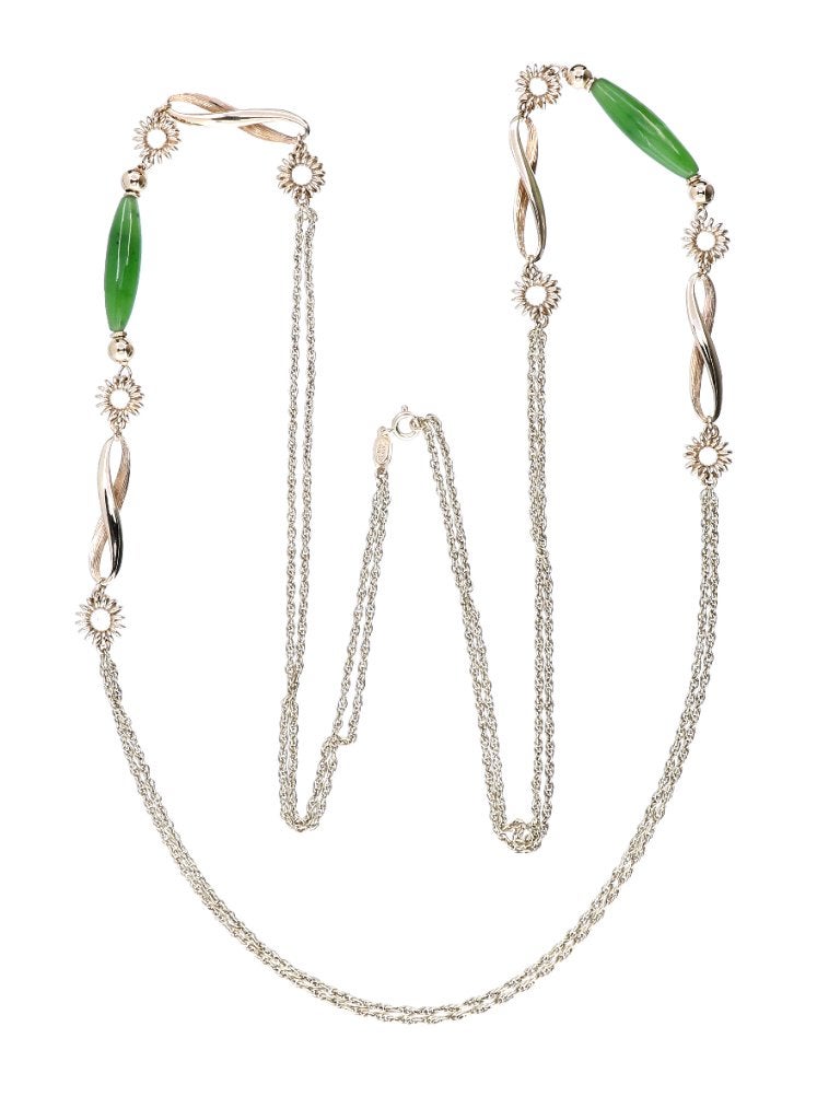 Prachtige 14K Gouden Dames Ketting met Jade || 90 cm, Ophalen of Verzenden, Zo goed als nieuw, Info@kleenedelmetalen.nl, Goud