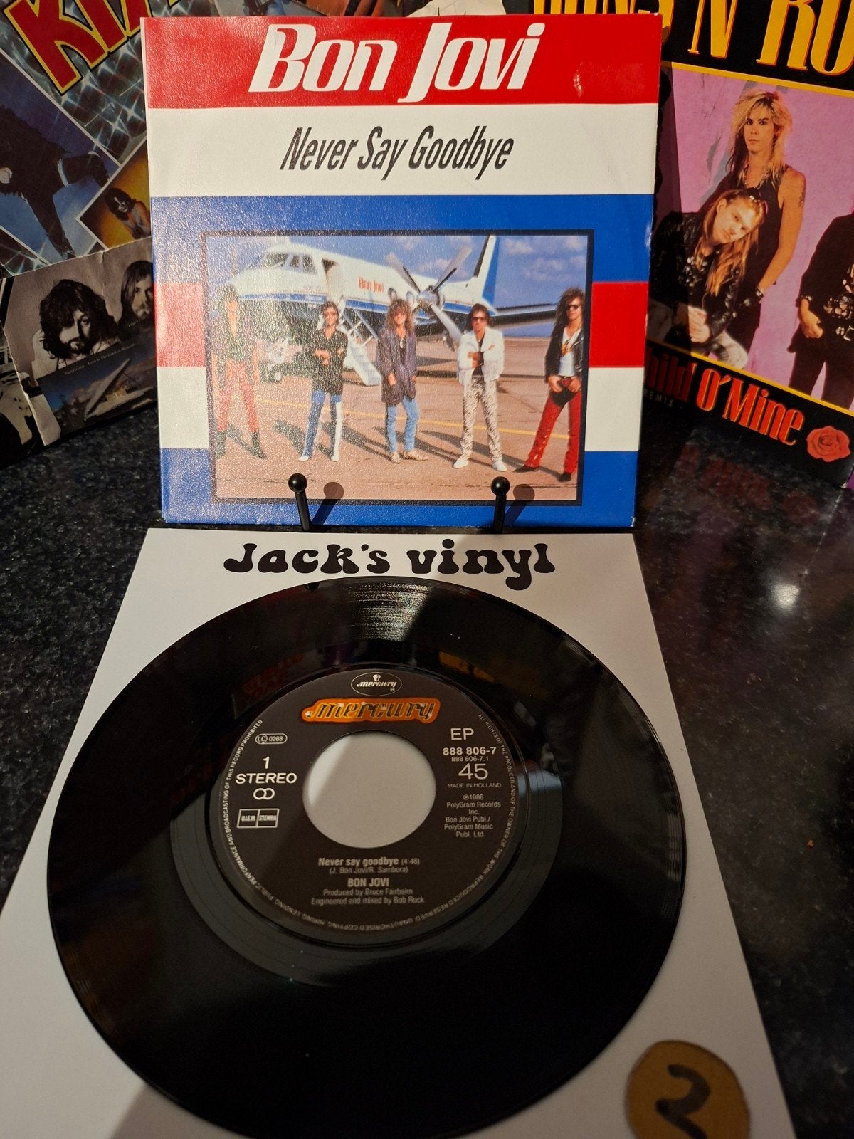 Bon Jovi - Never Say Goodbye 7 inch vinyl single  1987/2, Cd's en Dvd's, Hard Rock, 7 inch, Ophalen of Verzenden, Zo goed als nieuw