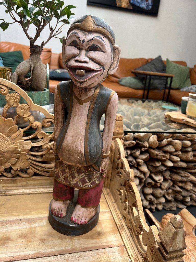 Houtsnijwerk beeld Indonesie Patung Punakawan handwerk, Antiek en Kunst, Kunst | Beelden en Houtsnijwerken, Handgemaakt, Beeld