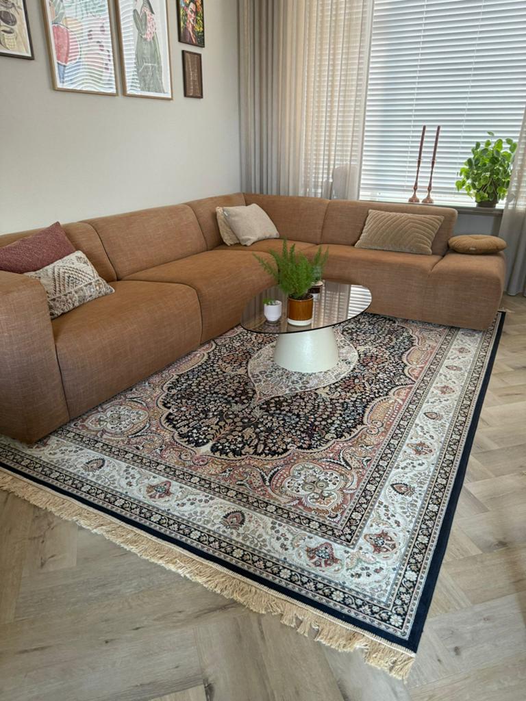 Sohome Organische Salontafel Glas en betonlook, 110 x 65cm, Ophalen, 100 tot 150 cm, 50 tot 100 cm, Minder dan 50 cm