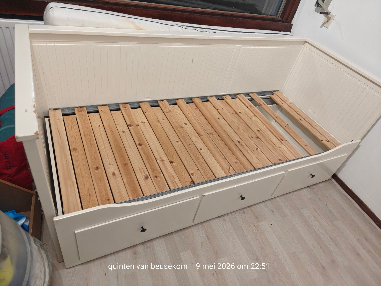 Hemnes bedbank, Ophalen, Wit, 200 cm, Hout